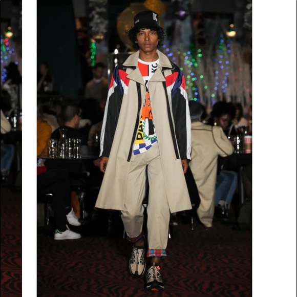 Koche Beige Crazy Check Print Trousers - Picture 6 of 14